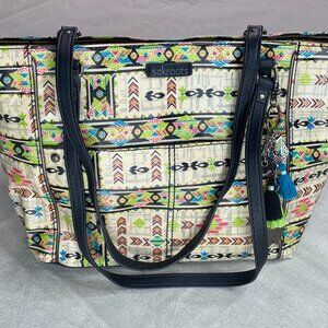 Sakroots Southwest Aztec Pattern Purse Artist Circle Coated Canvas Keychain